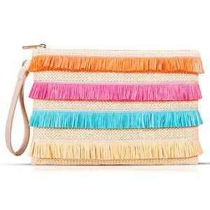 Clutch Purses, Straw Beach Bag, Bohemian Handmade Woven Envelope O_O
